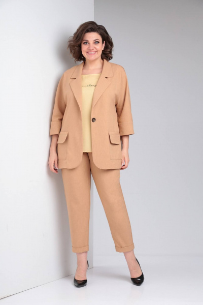 Блуза, брюки, жакет LadisLine 1490 карамель - фото 3