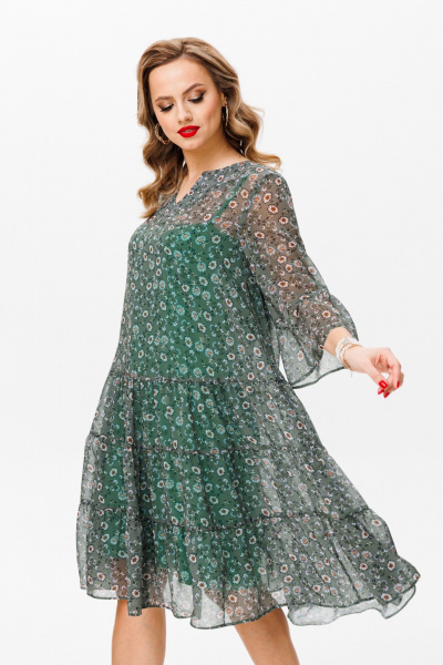 Платье Anastasia 1093 зеленый(цветочный_принт) - фото 3