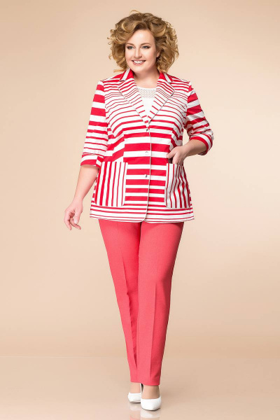 Блуза, брюки, жакет Romanovich Style 3-1499 красный/полоска - фото 1