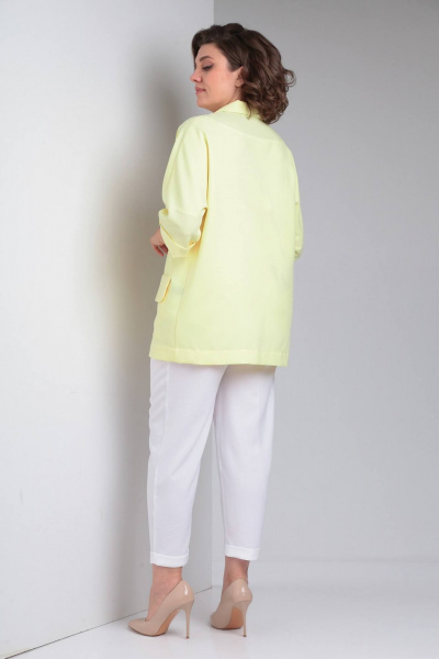Блуза, брюки, жакет LadisLine 1490 нежно-желтый+белый - фото 3