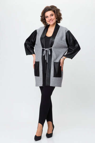 Кардиган Avenue Fashion 0325 серый+черный - фото 1
