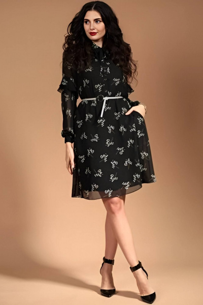 Платье Твой имидж 1450 черный+цветы - фото 1