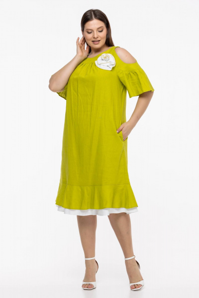Платье Avila 0930 желто-зеленый - фото 4