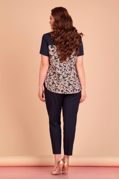 Блуза, брюки Liona Style 538 темно-синий - фото 2