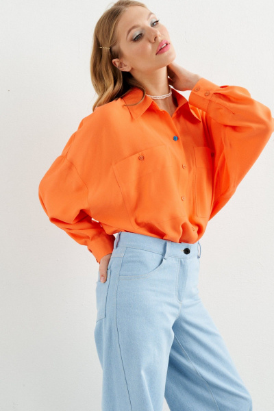 Рубашка VIZANTI 9601 оранжевая - фото 7