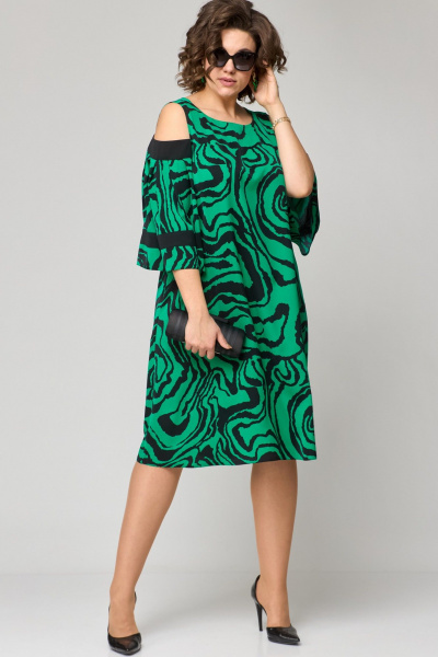 Платье EVA GRANT 7145 зеленый_принт - фото 1
