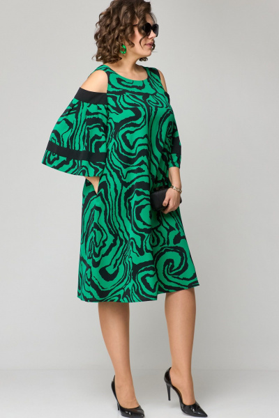 Платье EVA GRANT 7145 зеленый_принт - фото 5