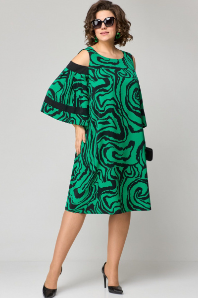 Платье EVA GRANT 7145 зеленый_принт - фото 4