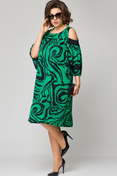 Платье EVA GRANT 7145 зеленый_принт - фото 2