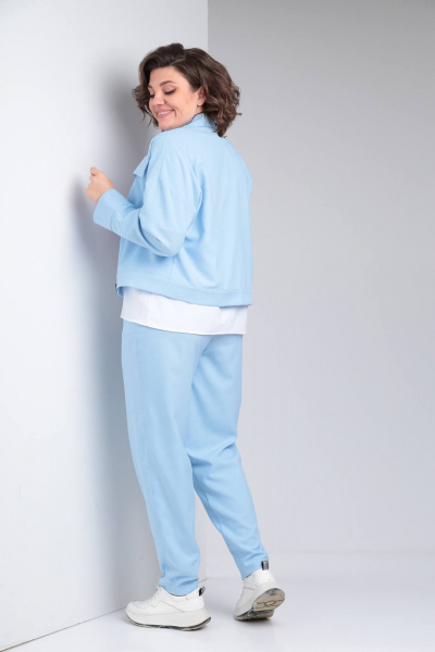 Блуза, брюки, жакет LadisLine 1493 голубой - фото 4