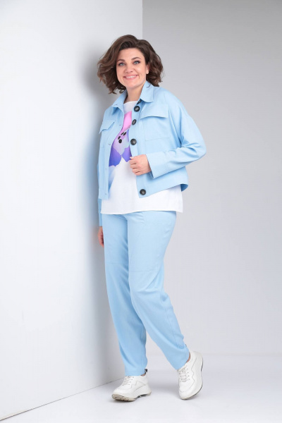 Блуза, брюки, жакет LadisLine 1493 голубой - фото 1