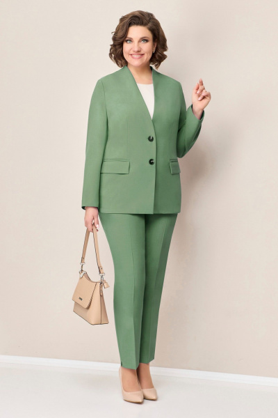 Блуза, брюки, жакет VOLNA 1334 светло-зеленый - фото 1