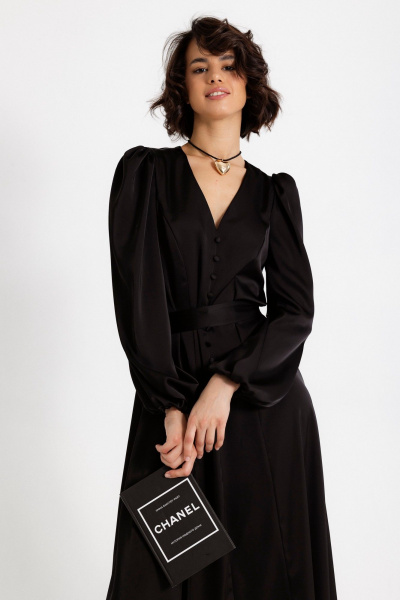 Платье Krasa М378-24 черный - фото 6