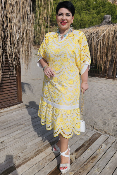 Платье Vittoria Queen 20703 желтый_белый - фото 6
