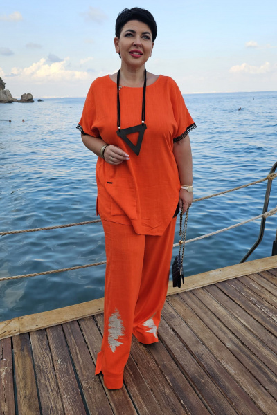 Блуза, брюки Vittoria Queen 20573 красно-оранжевый - фото 10
