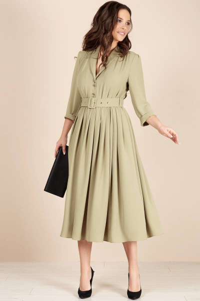 Платье, пояс Teffi Style L-1425 светло-оливковый - фото 2