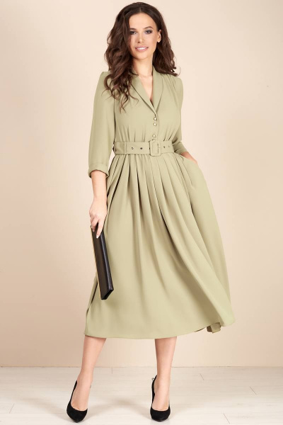 Платье, пояс Teffi Style L-1425 светло-оливковый - фото 1
