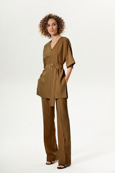Блуза, брюки VLADINI 7141 коричневый - фото 1