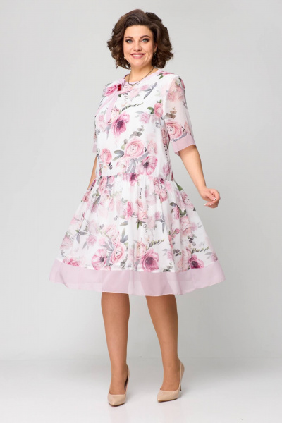 Платье Solomeya Lux 969 бело-розовый - фото 6