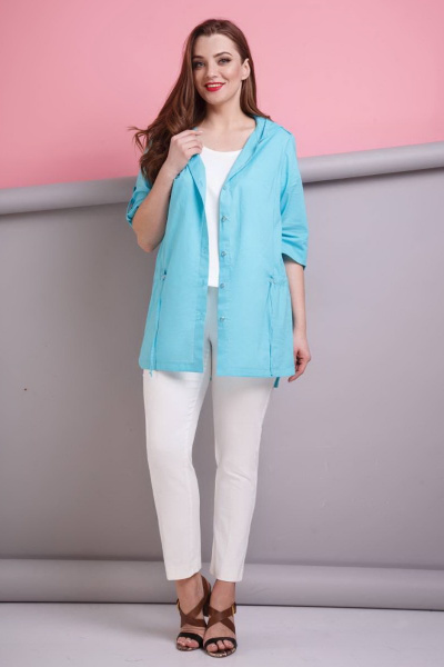 Блуза, брюки, топ Anastasia 178 голубой+белый - фото 2