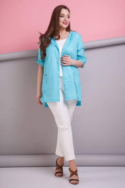 Блуза, брюки, топ Anastasia 178 голубой+белый - фото 1