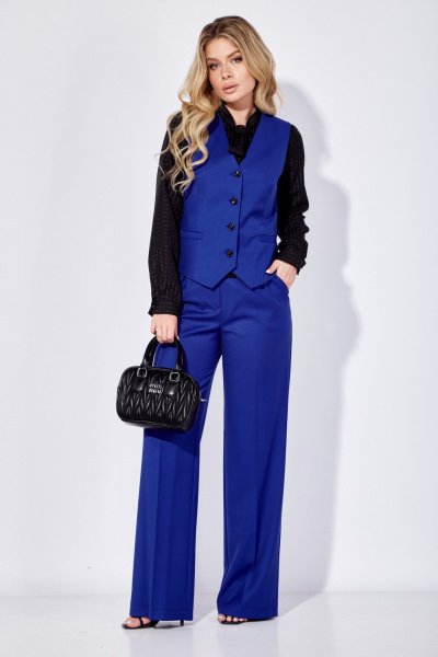 Блуза, брюки, жакет, жилет Chumakova Fashion 126 синий_черный - фото 5
