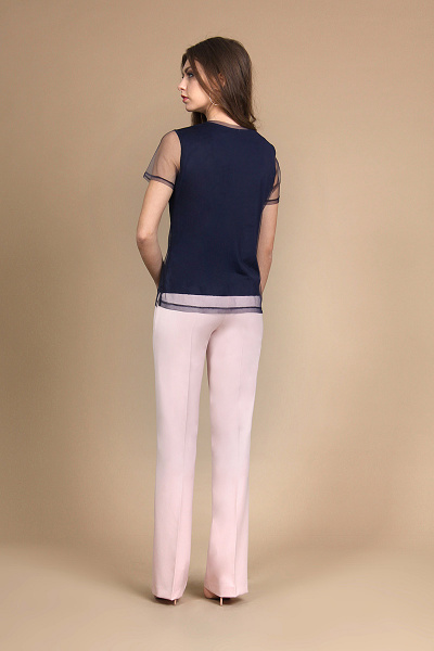 Блуза, брюки Alani Collection 717 темно-синий+розовый - фото 2