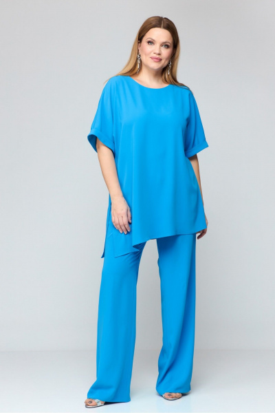 Блуза, брюки, пояс Laikony L-051 голубой - фото 4