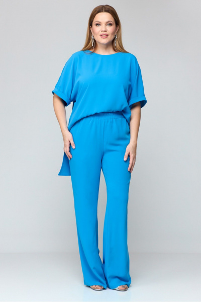 Блуза, брюки, пояс Laikony L-051 голубой - фото 2