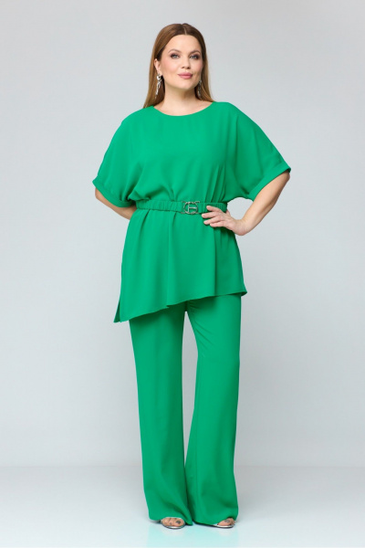 Блуза, брюки, пояс Laikony L-051 зеленый - фото 1