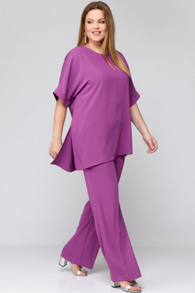 Блуза, брюки, пояс Laikony L-051 фиолетовый - фото 3