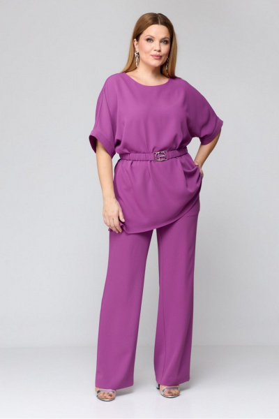 Блуза, брюки, пояс Laikony L-051 фиолетовый - фото 1