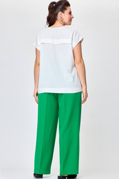 Блуза, брюки SOVA 11219 молочный+зеленый - фото 4