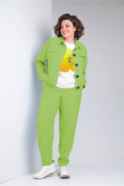 Блуза, брюки, жакет LadisLine 1493 салатовый - фото 1