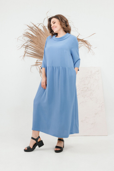 Платье OVERYOU М106-2 голубой - фото 7