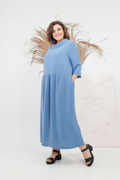 Платье OVERYOU М106-2 голубой - фото 6