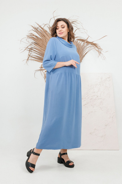 Платье OVERYOU М106-2 голубой - фото 5