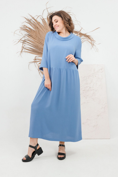 Платье OVERYOU М106-2 голубой - фото 4