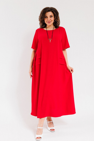 Платье OVERYOU М107-2 красный - фото 6