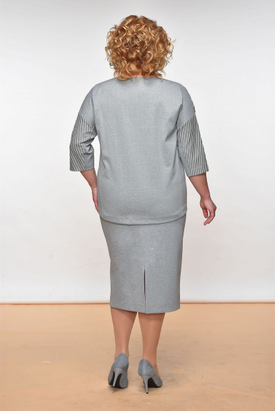 Джемпер, юбка Lady Style Classic 1374 серый+полоска - фото 2