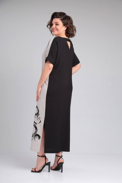 Платье LadisLine 1494 натуральный+черный - фото 6