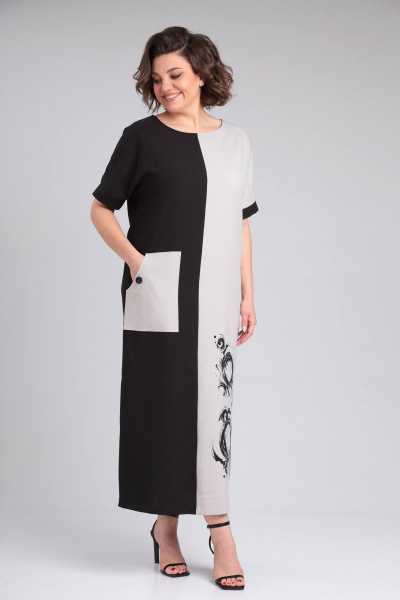 Платье LadisLine 1494 натуральный+черный - фото 2