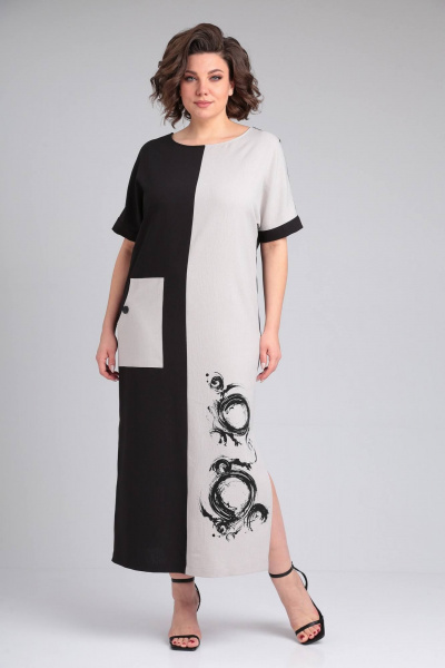 Платье LadisLine 1494 натуральный+черный - фото 1