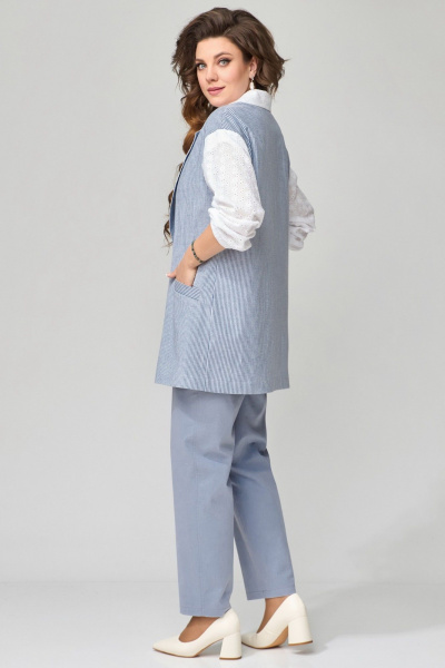 Блуза, брюки, жакет Fita 1531 бело-голубой - фото 2