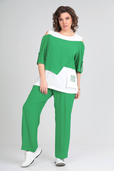 Блуза, брюки Rishelie 887 ярко-зеленый - фото 1