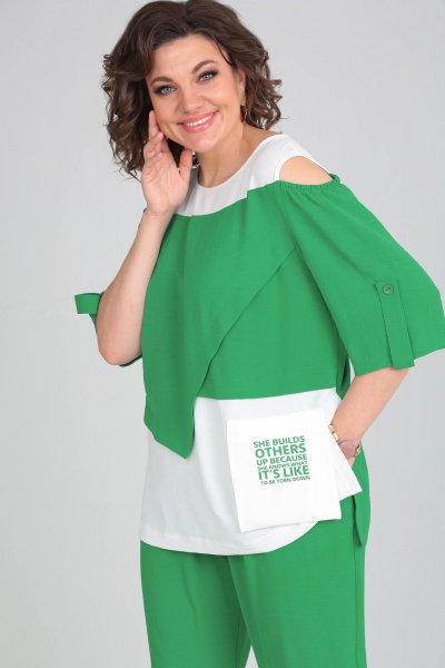 Блуза, брюки Rishelie 887 ярко-зеленый - фото 4