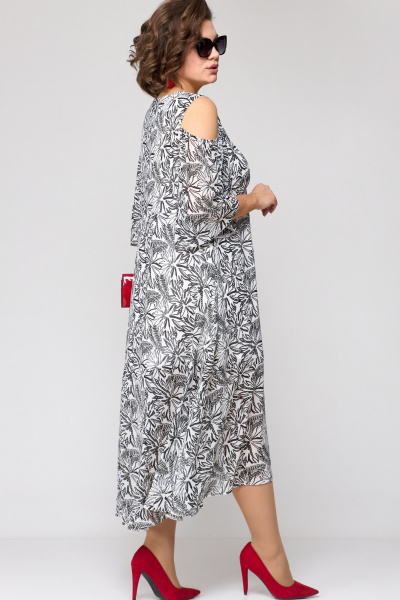 Платье EVA GRANT 7234 бело-серый_принт - фото 3
