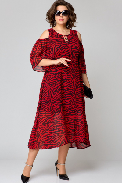 Платье EVA GRANT 7234 красно-черный_принт - фото 3