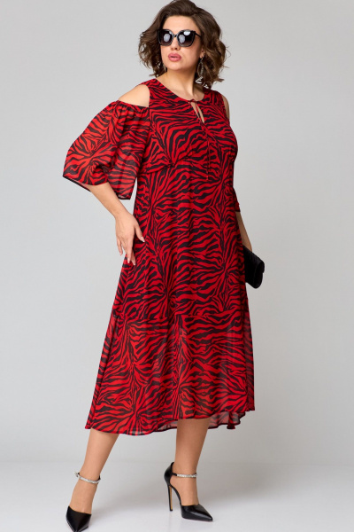 Платье EVA GRANT 7234 красно-черный_принт - фото 2