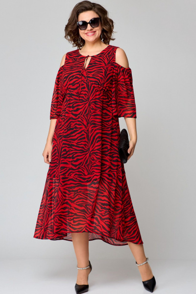 Платье EVA GRANT 7234 красно-черный_принт - фото 1